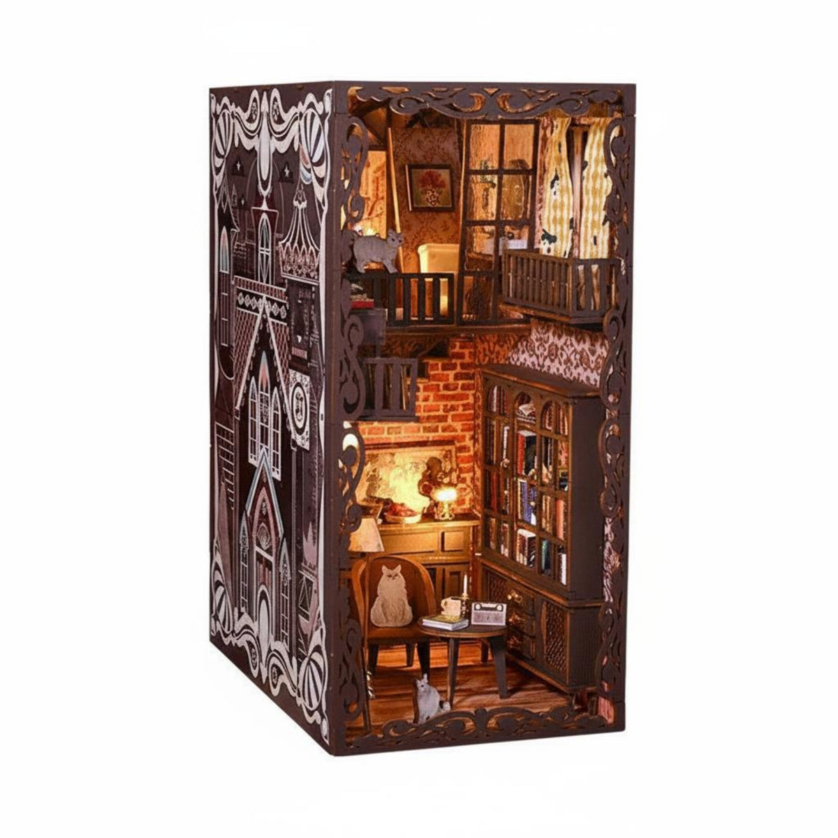 DIY Bookend Scene Model Kit Creative Bookend Scene Wooden Pieces 3D Puzzle House