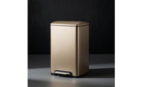 Trash Can with Step Pedal Stainless Steel Trash Bin with Liner Square Pedal Bin for Office
