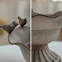 Decorative Metal Planter with Birds Distressed Scalloped Planter Pot Weathered Plant Holder Rustic for Gardeners