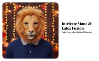 Tear-Resistant Lion Costume Face | Realistic, Lion Head face covering, Cosplay, for Halloween