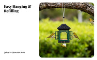 Hanging Outdoor Birds Feeder Waterproof Outdoor Birds Food Dispenser Weather Resistant Metal Lantern Feeder for Nature Lovers, Gardeners, Balcony, Patio