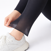 Leggings for Women UK High Waist Gym Ice Silk Nylon Trousers for Summer Workout, No Front Seam Pants with Elastic