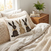 Easter Bunny Pillow Cover Peach Skin Material Easter Bunny Pillowcase Machine Washable Cartoon Bunny Throw Pillow Case for Homeowners, Parents