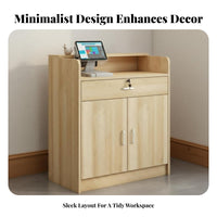 Multifunctional Modern Reception Desk Easy to Clean Reception Desk Sturdy Construction Retail Checkout Counter Multiple Storage Options for Receptionists, Office Workers, Business Owners, Lobby, Medical Office, Restaurant