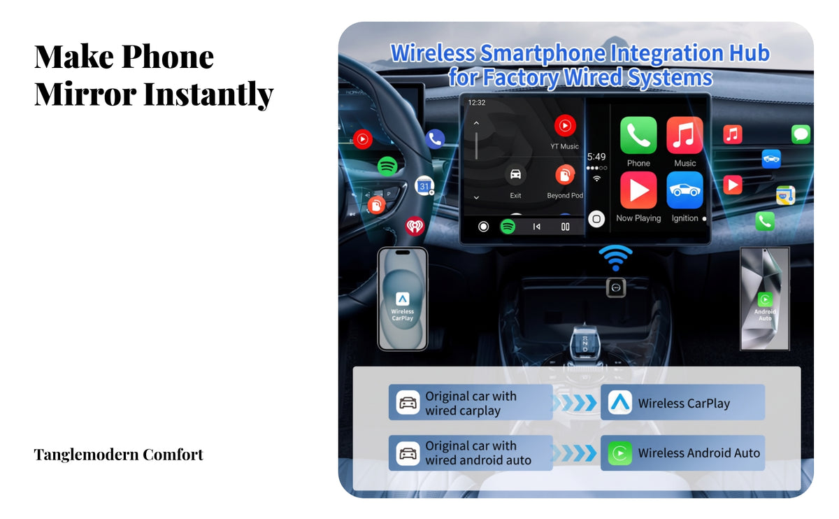 Easy Setup Car Media Adapter | Plug and Play, Compact Metal Body Car Media Adapter , for Cars
