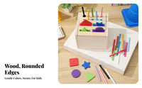Develops Fine Movement Skills Color and Shape Matching Toy Hand-Eye Coordination Wooden Shape Sorting Box Made from Natural Wood Color Recognition Toy Paint for Toddlers, Preschoolers, Babies