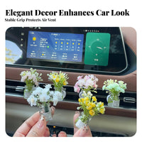 Long-Lasting Fragrance Mini Flower Vase Car Dispenser Miniature Design Car Air Vent Flower Ornament Compact Size for Women, Drivers, Driving