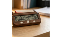 Wood-Grain Chess Clock with Paddles Battery-Operated Digital Chess Clock Portable Count down for Students