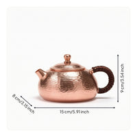 Hammered Copper Teapot Thickened Side Handle Teapot Sturdy Tea Kettle for Collectors