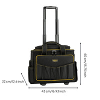Telescoping Rolling Tool Storage Bag Multi-Pocket Rolling Tool Bag Portable Heavy-Duty for Contractors, Electricians, Technicians, Job Sites, Maintenance Work