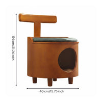 Enclosed Cat Sleeping House Closed Feline-Focused Design Bed Stool Wood Grain Look Animal Furniture for Cats