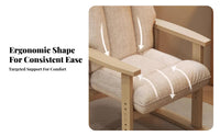 Padded Seat and spine Upholstered Wood-Frame Chair Ergonomic spinerest Upholstered Armchair firm-density paddinging Indoor Seating Easy Assembly for Home Office Workers, Readers, Adults, literary corner, Sunroom