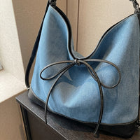 Travel Bag and Tote Bag with Zip for Women, Large Canvas Tote Bag for Work, Cute Shopping Bag with Bow Detail, Canvas Bag with Double Straps