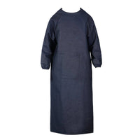 Hard-Wearing Long Sleeve Denim Apron Stain-Resistant Denim Work Gown Dustproof Reversible Wear Work Coat Large Pocket for Welders, Warehouse Workers, Mechanics, Workshop, Garage