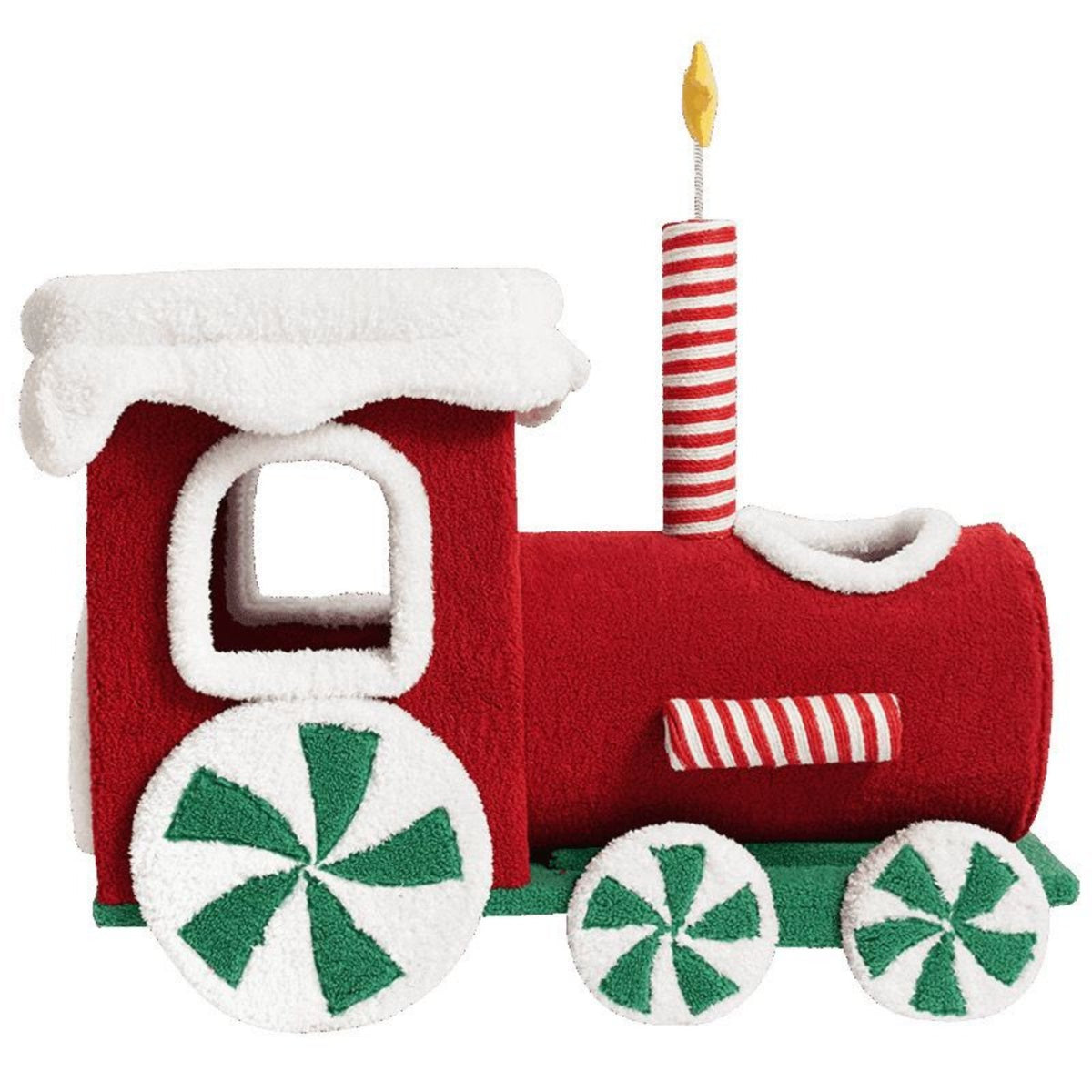 Christmas Train Cat Tree Condo with Scratching Post and Toy