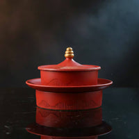 Stacked Ceramic Fruit Plate Glazed Lidded Fruit Plate Ridged