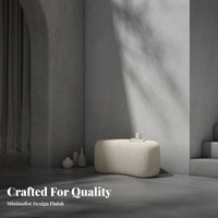 Wabi-Sabi Aesthetic Curved Entryway Bench Sherpa Material Curved Waterfall Bench Compact Size Upholstered Stool Padded Seat for Apartment Dwellers, Interior Designers, Homeowners, Hallway, Living Room, Bedroom