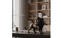 Black Lion Figurine Resin Lion Figurine with Base Decorative Animal Statue Sculpted for Living Room, Office, Desk, Shelf