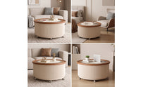 Round Coffee Table with Storage Ready to Use Round Storage Coffee Table Fully Assembled Furniture for Apartment Dwellers, Living Room, Small Areas