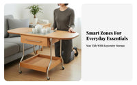 Space-Saving Foldable 2-Tier Trolley space-efficient Design Side Table adaptable Household Furniture Sturdy Construction for Apartment Dwellers, Office Workers, hosts, Living Room, Small areas, Bedroom, Kitchen