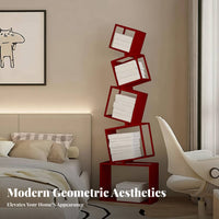 Space-Saving Tilted Cube Structure Minimalist Aesthetic Bookcase Multi-Functional Storage Rack Creative Design for Apartment Dwellers, Homeowners, Collectors, Corner, Living Room, Small Areas, Bedroom
