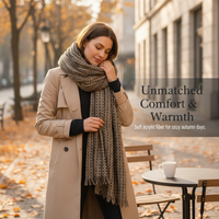 2025 New Japanese Style Waffle Knit Scarf for Women, Luxury Black and Gray Shawl