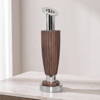 Wood Vase with Metal Base Mixed Material Walnut Wood Vase Modern Vessel for Reception Desk