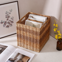 Nordic Style Handwoven Storage Basket 32x28x30cm Foldable with Handle Toy Laundry Basket
