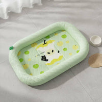 Cooling Pet Bed Cartoon Print Summer Dog Mat Non-Slip Bottom Breathable Cat Bed for Cats