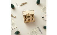 1/72 Scale European Design Building Model Handmade Gift Two-Story Headquarters Building Model Decorative Item DIY Wooden House set for Diorama