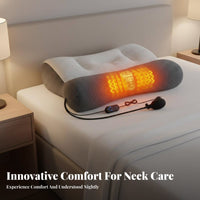 With Heat Heated Neck Pillow Breathable Material Cervical Contour Pillow Adjustable for Back Sleepers, Insomniacs, Sleeping, Home