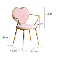 Nordic Design Heart Shaped Back Chair Cushioned Seat Home Furniture Compact Footprint Indoor Seating for Bedroom, Nail Salon, Living Room