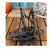 Interlocking Loops Cast Iron Chicken Egg Holder Openwork Cast Iron Egg Holder Round Base Decorative Chicken Stand Heavy Duty