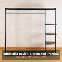 Easy to Assemble Freestanding Rack with Shelves Space-Saving Freestanding Closet System Minimalist Design Garment Stand Heavy-Duty Construction for Apartment Dwellers, Students, Homeowners, Living Room, Entryway, Retail Outlet