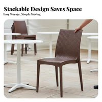 Commercial Grade Woven-Look Stacking Chair Lightweight Stackable Woven Chair Waterproof Outdoor Furniture Ready to Use for Event Planners, Restaurant Owners, Homeowners, Wedding Banquet, Exhibition Hall, Dining Room, Office