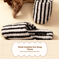Warm Fuzzy House Shoes for Women, Non-Slip, Striped