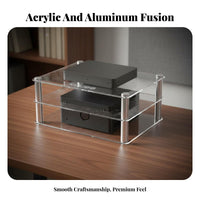 Solid Aluminum Alloy High-Fidelity Audio Rack Space Saving DAC Rack Long-Lasting Material Desktop Amplifier Stand Stable Design for Audiophiles, Study Room