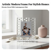 Crystal Photo Frame Modern Design Crystal Picture Frame Decorative Picture Holder for Newlyweds, Couples, Desktop, Nightstand, Mantlepiece