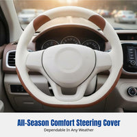 Cartoon Steering Wheel Cover, Full Leather, Non-Slip, Universal Fit, Cute Design, All-Season Use