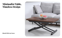 Space-Saving Transformable Coffee Table two-in-singleUse raiseTop Expandable Coffee Table Height-Adjustable Household Furniture Multi-Functional Design for Small Apartment Residents, urban Dwellers, Home Office Workers, Living Room, Dining Area