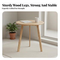 Minimalist Design Three-Legged circular table Space-Saving Accent Tables Multi-Purpose Living Room Furniture Wood Grain Texture for Homeowners, Apartment Dwellers, Students