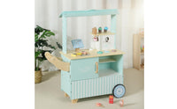 Toy Ice Cream Cart Rolling Ice Cream Cart with Canopy Wooden Play Stand with Canopy Freestanding Sturdy for Children, Playroom