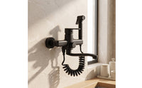 Two Hole Kitchen Tap with Side Spray Curved Wall Mounted Kitchen Sink Tap Flexible for Laundry Room