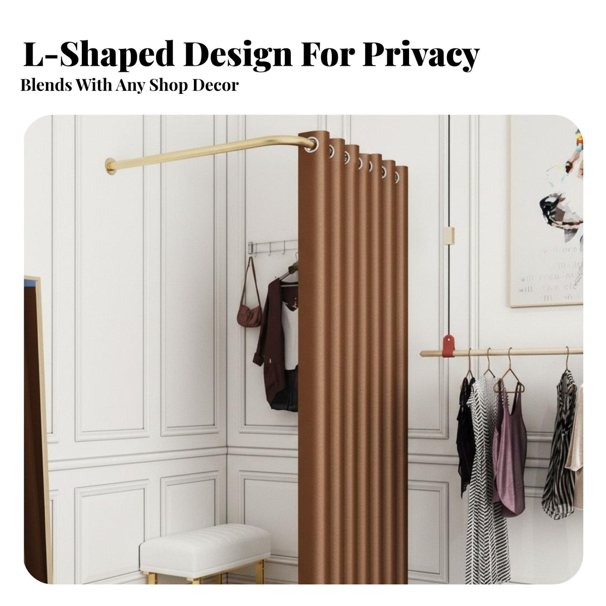 Foldable L-Shaped Dressing Booth Easy to Install Temporary Changing Room Sturdy Frame Portable Fitting Room Spacious Interior for Event Organizers, Boutique Managers, Clothing Stores, Boutiques, Shopping Malls, Temporary Shops