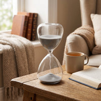 Glass Hourglass Modern 15-Minute Hourglass Decorative Sand Timer with Glass Body for Professionals, Students, Office, Meditation, Reading