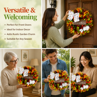 40cm Multicolour Eucalyptus Door Wreath, Artificial Wreath for Front Door, Indoor Outdoor All Year Home Decor