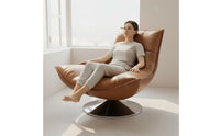 Single Sofa Chair Ergonomic Design Leather Lounge Chair Rotating Armchair Space Saving Living Room Furniture for Studying Nook