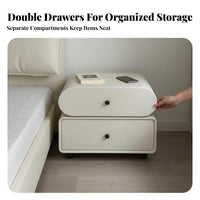 Modern Design Drawer Nightstand Scratch-Resistant Surface Rotating 2-Drawer End Table Formaldehydewithout Formaldehyde Bedside Cabinet Two-Tone Color Scheme for Homeowners, Apartment Dwellers, Families with Children, Bedroom, Guest Room, Whiteice