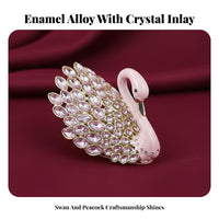 Hand-Painted Enamel Hinged Swan Jewelry Box Elegant Design Crystal Swan Trinket Box Secure Closure for Vanity