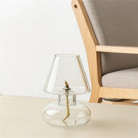 Vintage-Inspired Oil Lamp with Removable Shade Compact Tabletop Oil Lamp Decorative Clear Glass Chimney Airflow-Resistant-Draft-Resistant for Indoor Styling, Tea Corner